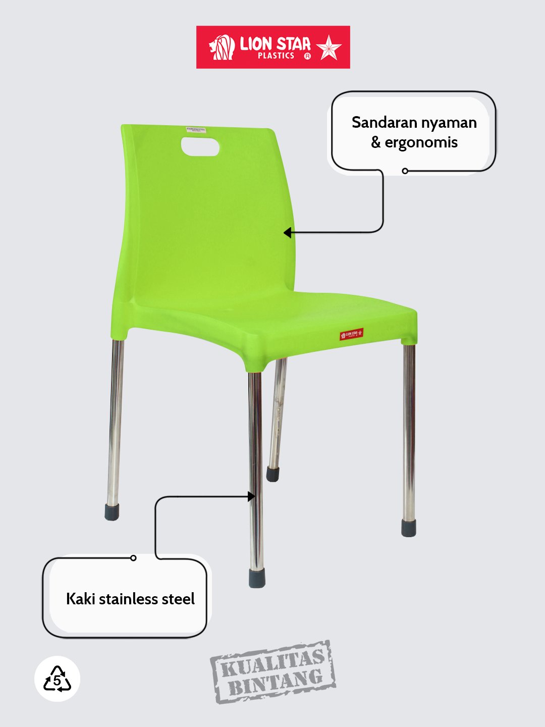 KURSI PLASTIK SANDARAN LION STAR TIPE EC-39 SORRENTO CHAIR: Kursi Plastik Modern dengan Desain Elegan dan Nyaman