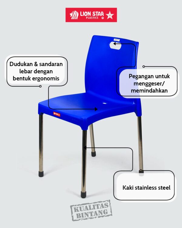 KURSI PLASTIK LION STAR SORRENTO CHAIR EC-39 (4) KURSI PLASTIK SANDARAN LION STAR TIPE EC-39 SORRENTO CHAIR: Kursi Plastik Modern dengan Desain Elegan dan Nyaman