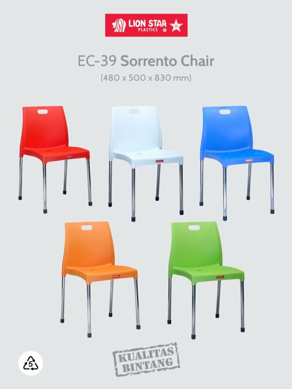 KURSI PLASTIK LION STAR SORRENTO CHAIR EC-39 KURSI PLASTIK SANDARAN LION STAR TIPE EC-39 SORRENTO CHAIR: Kursi Plastik Modern dengan Desain Elegan dan Nyaman