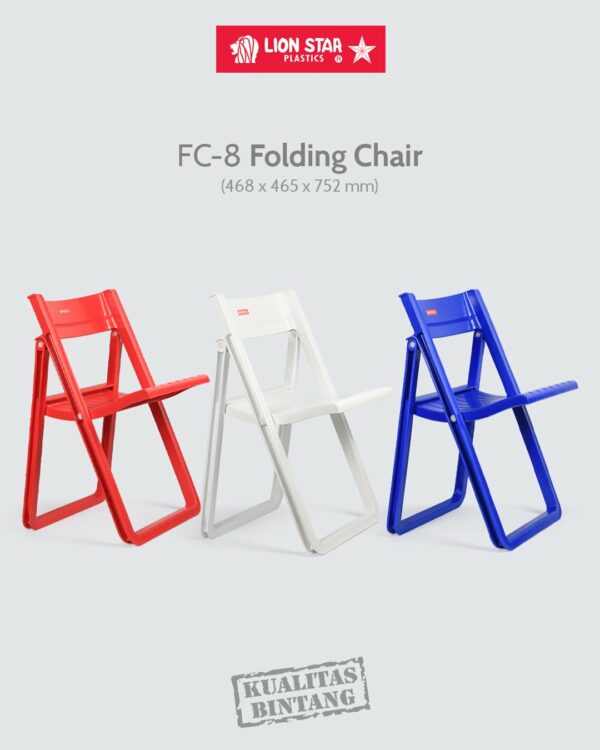 KURSI PLASTIK LIPAT INDOOR OUTDOOR LION STAR FC-8 FOLDING CHAIR: Kursi Plastik Lipat Modern yang Praktis, Ringkas, dan Multifungsi